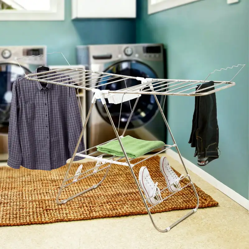 Heavy Duty Laundry Drying Rack- Chrome Steel Clothing Shelf for Indoor and  Outdoor Use Best Used for Shirts Pants Towels Shoes b - AliExpress