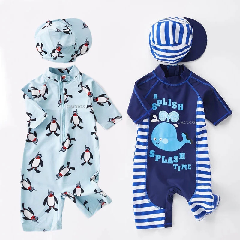 UV Baby Girl Swimsuit One Piece Swimming Jumpsuit Ruffles Bathing Suit SPF 50 Long Sleeve Kids Swimwear Boys 1-7 Years Kids Swimsuits