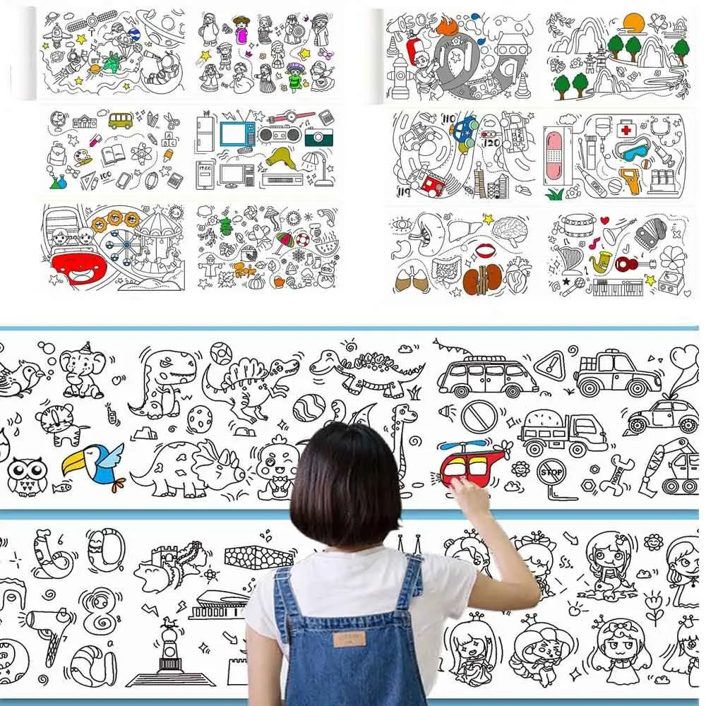 

DIY Sticky Paper Roll for Kids Educational Toys Filling Paper Stickable Drawing Roll Painting Drawing Wallpaper Poster
