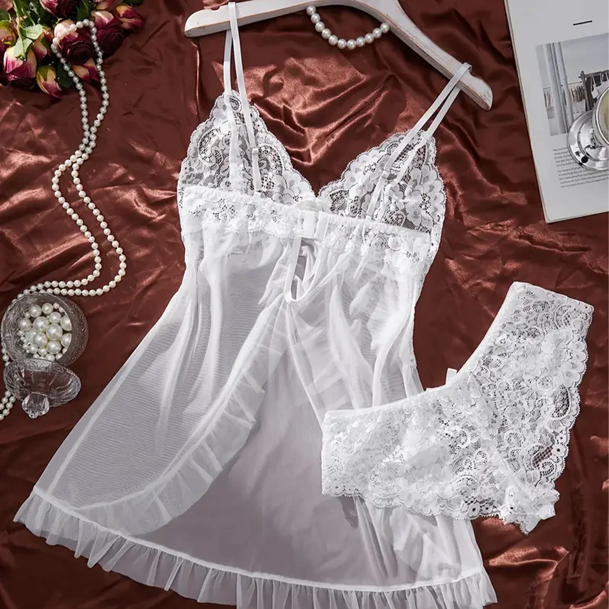 Transparent Sexy Lingerie For Women Underwear Temptation Sleepwear Lace Babydoll Dress Panties Pijamas Set Adult Female Nighty women lingerie women lingerie set women nightgowns women nightdresses women pajamas