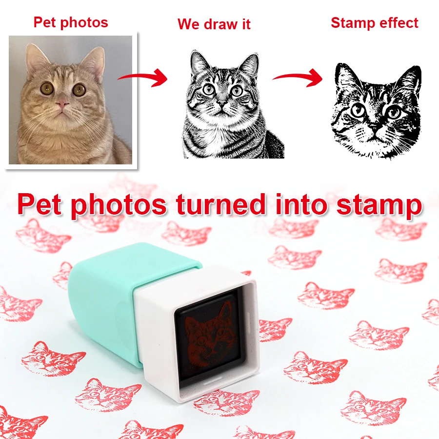Pet portrait stamps DIY dog shaped stamps personalized cat and dog souvenirs gifts 5-color ink options