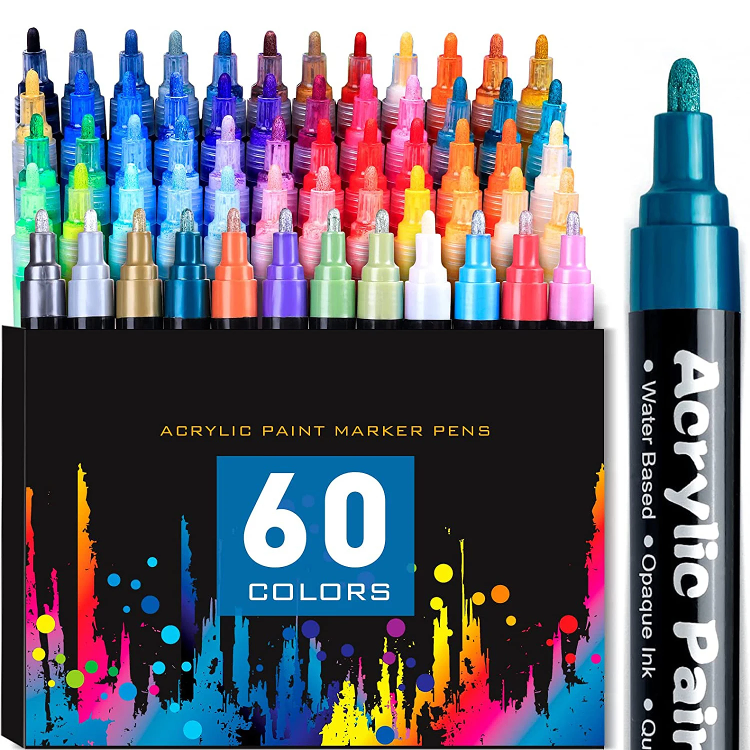 24 Glitter Acrylic Paint Pens Marker Set 0.7mm Extra Fine and 3.0mm Medium  Tip C