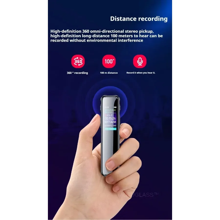 Portable Professional Voice Recorder HD Noise Reduction Long Distance Recording Device