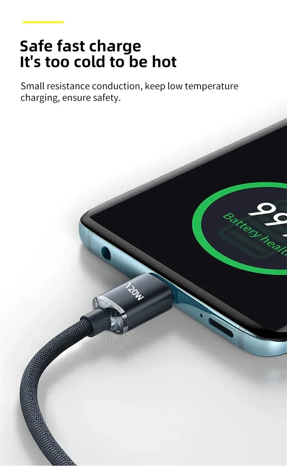 120W 6A USB C Cable PD Super Fast Charging Phone Charger Data Cord For Samsung X