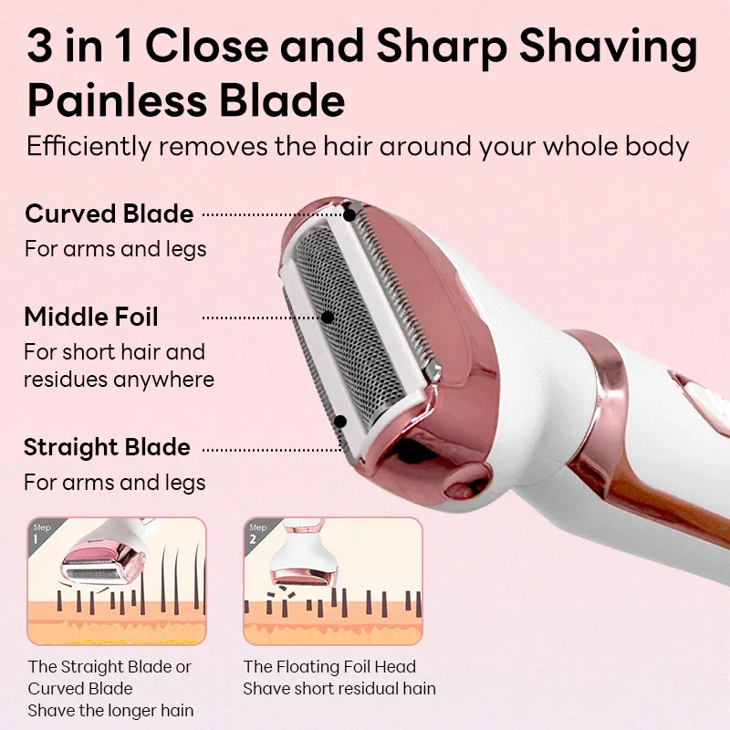 Electric hair remover 4 In 1 Painless Rechargeable Trimmer Women Body Razor Face Leg Armpit Bikini Pubic Shaver