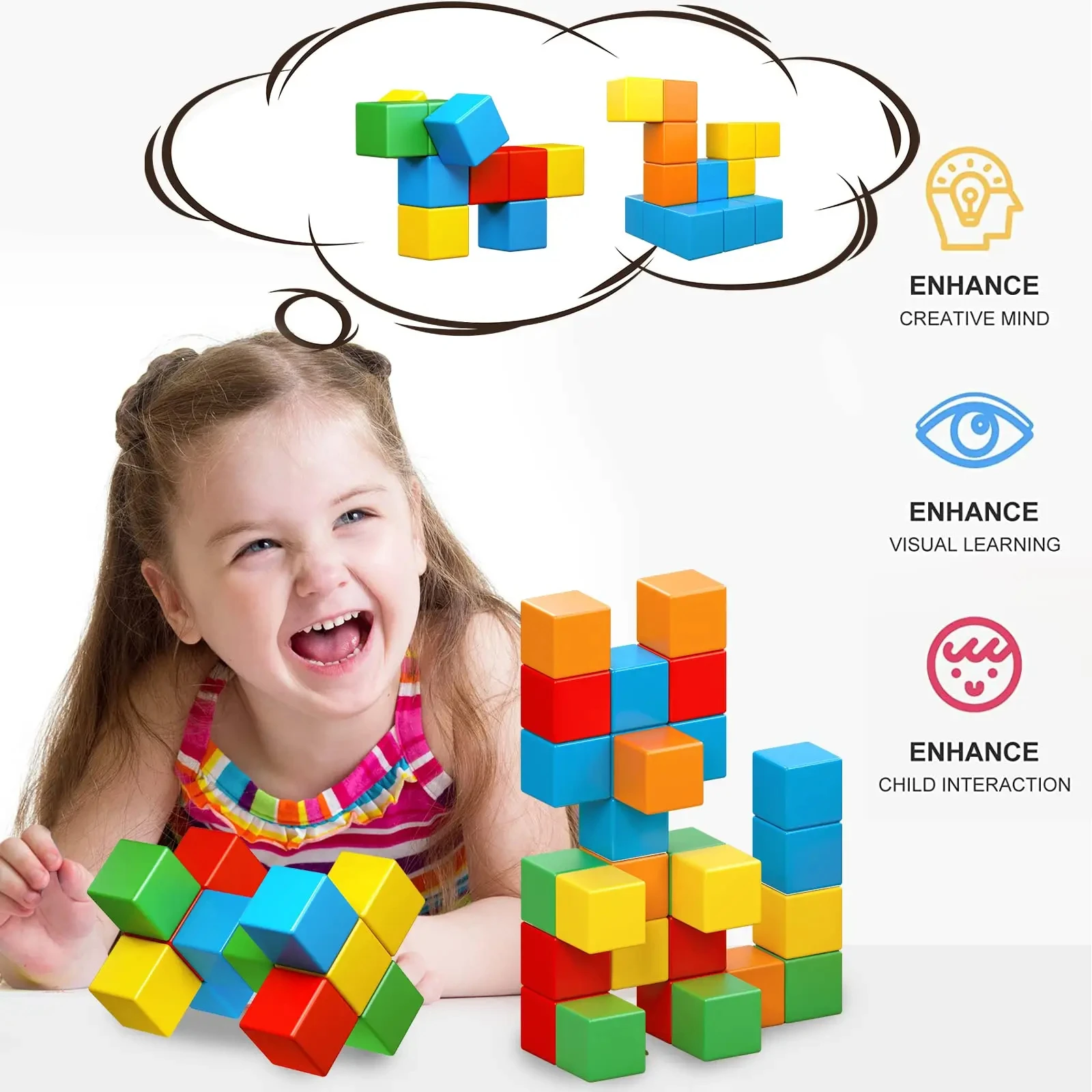 Magnetic STEM Building Blocks Kids Ages 3+ Safe Educational Toys Boost Brain Development Creativity & Problem-Solving magnetic building blocks,magnetic assembly toy,magnetic alphabet toys