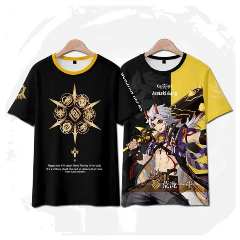 

Anime genshin impact arataki itto 3d t shirt men women summer fashion short sleeve funny tshirt graphic t costume cosplay 2024