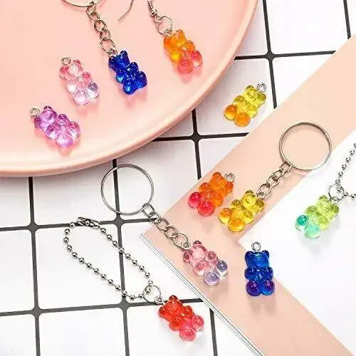Crystal Candy Bear Pendant Charms for Necklace Bracelet Earrings Jewelry Making Diy Findings Bears Christmas DIY Making