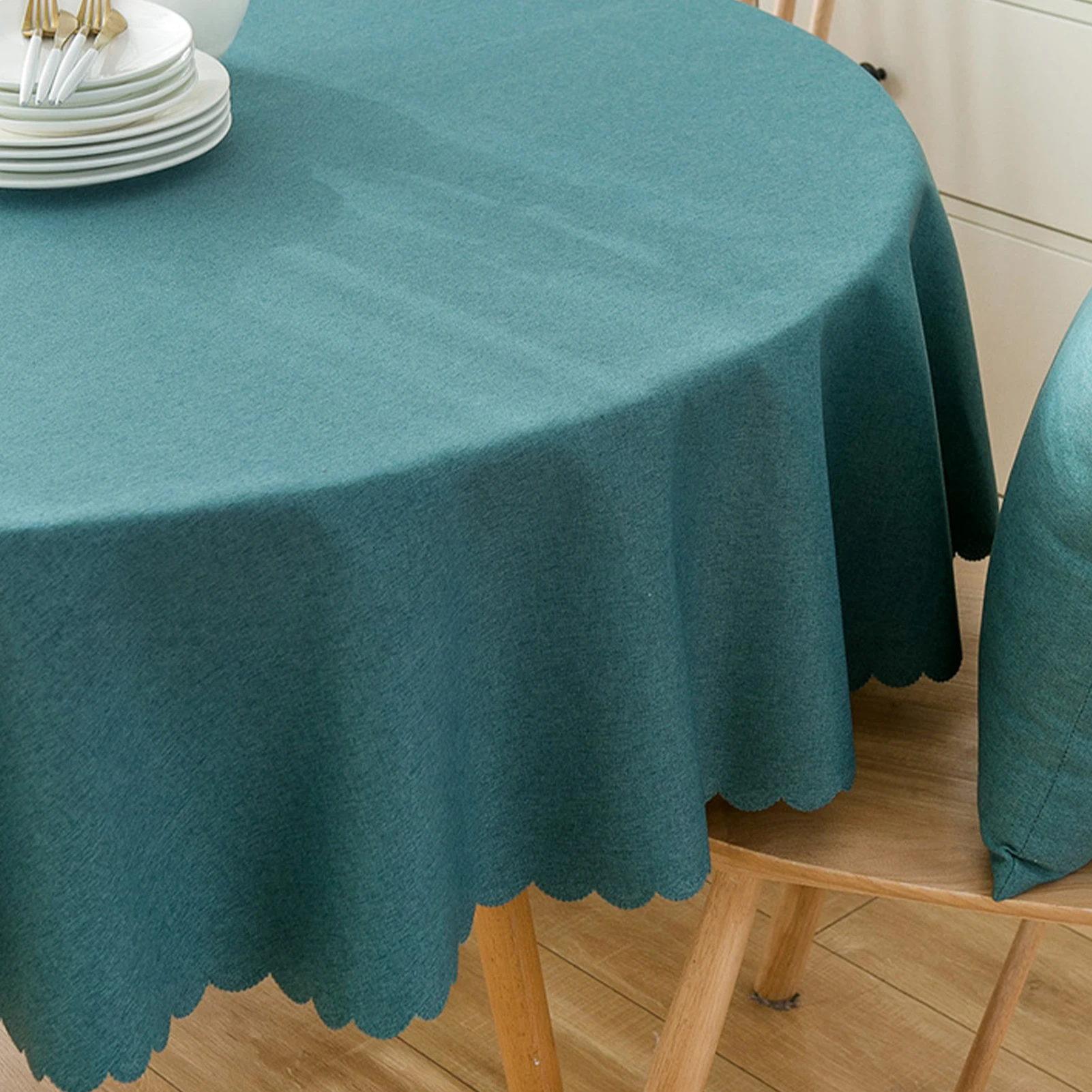 

Flower Style Round Table Cloth Kitchen Tablecloth Waterproof Anti-oil Stain Fabric Table Cover for Birthdays Weddings Tablecloth