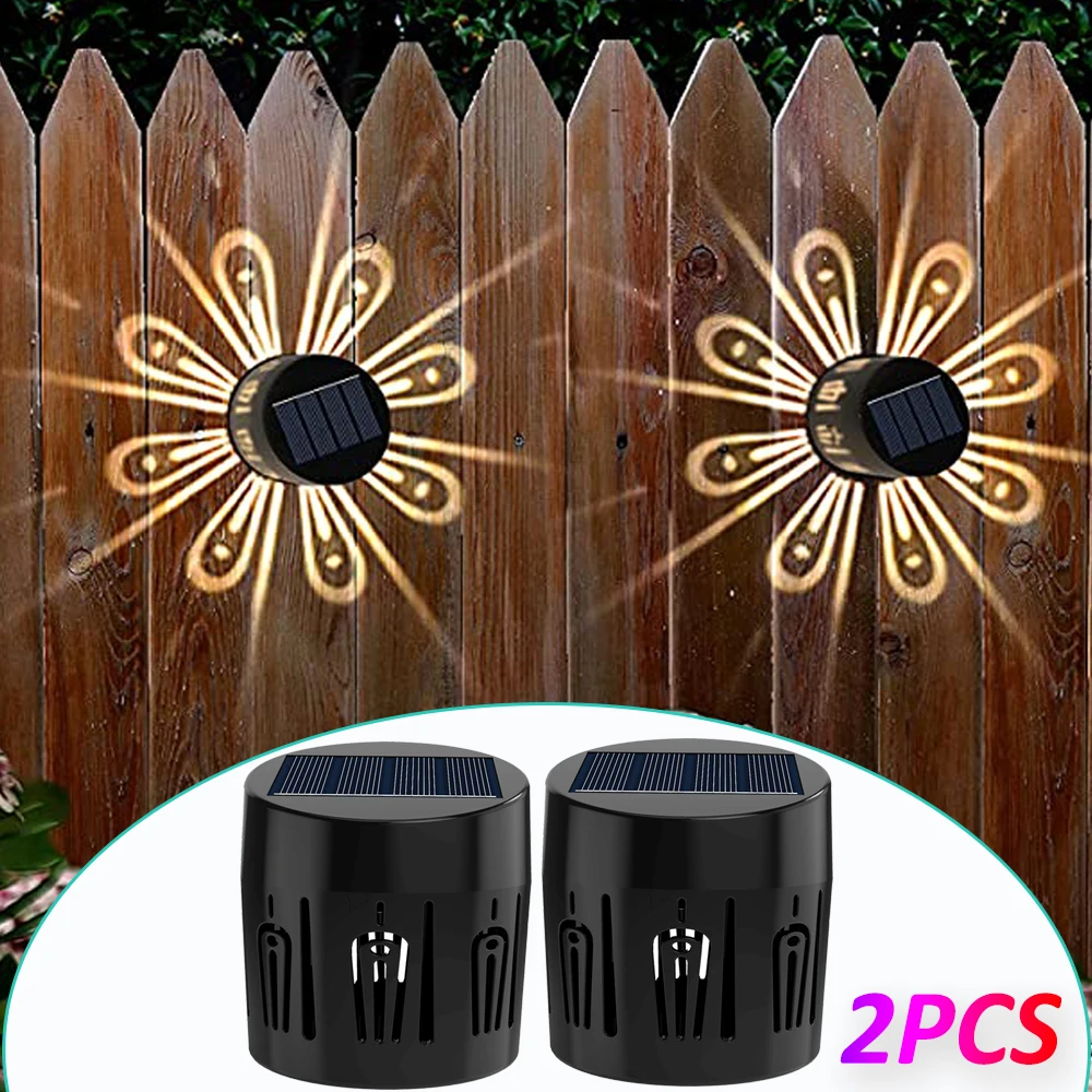 Solar Fence Light 2Pack Deck Light Solar Powered Outdoor Waterproof for Garden Backyard Patio Wall Stair Fence D&eacute;cor