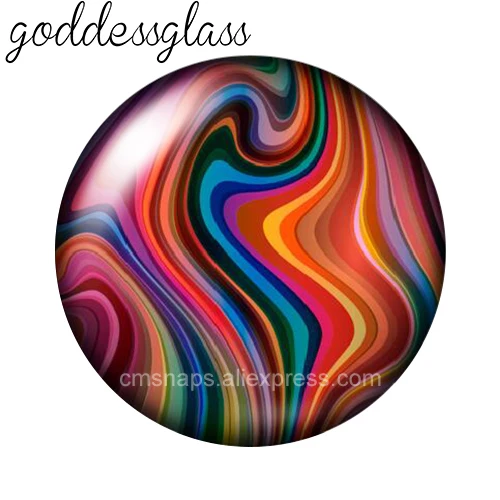 New Colorful water Wavy Patterns 10pcs 12mm/18mm/20mm/25mm Round photo glass cabochon demo flat back Making findings
