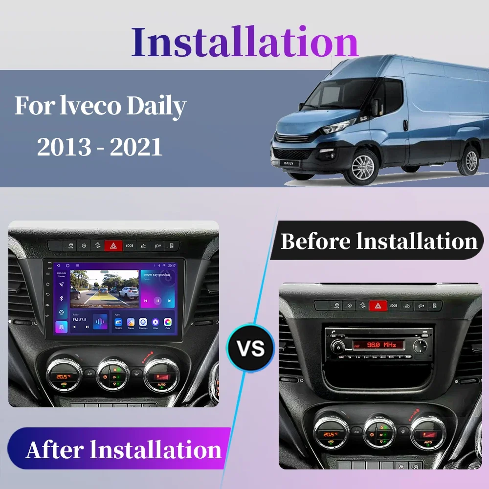 Autoradio Android 9" Pour IVECO Daily 2014-2021 - 2Go RAM, 64Go, CarPlay/Android Auto, GPS, WiFi - Avec Caméra De Recul