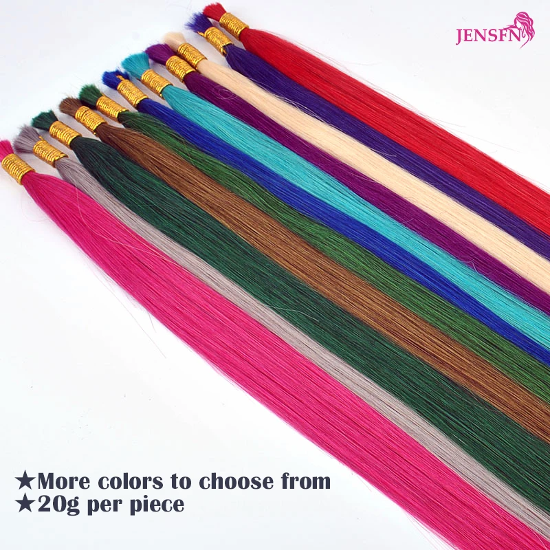 JENSFN Bulk Color Hair Extensions Human Hair Straight 22 Inch 20g Strand #613 60 Color Salon Supplies human hair extensions