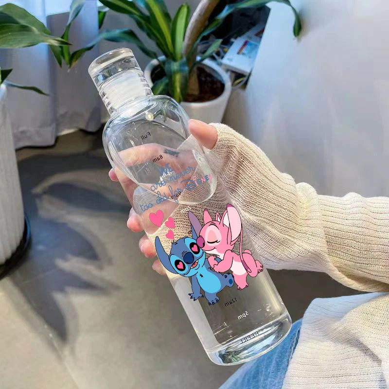 500ML Disney Stitch Water Bottle Cup High Temperature Anime Plastic Water  Cup Time Scale Outdoor Sports Student Couple Cup Gift