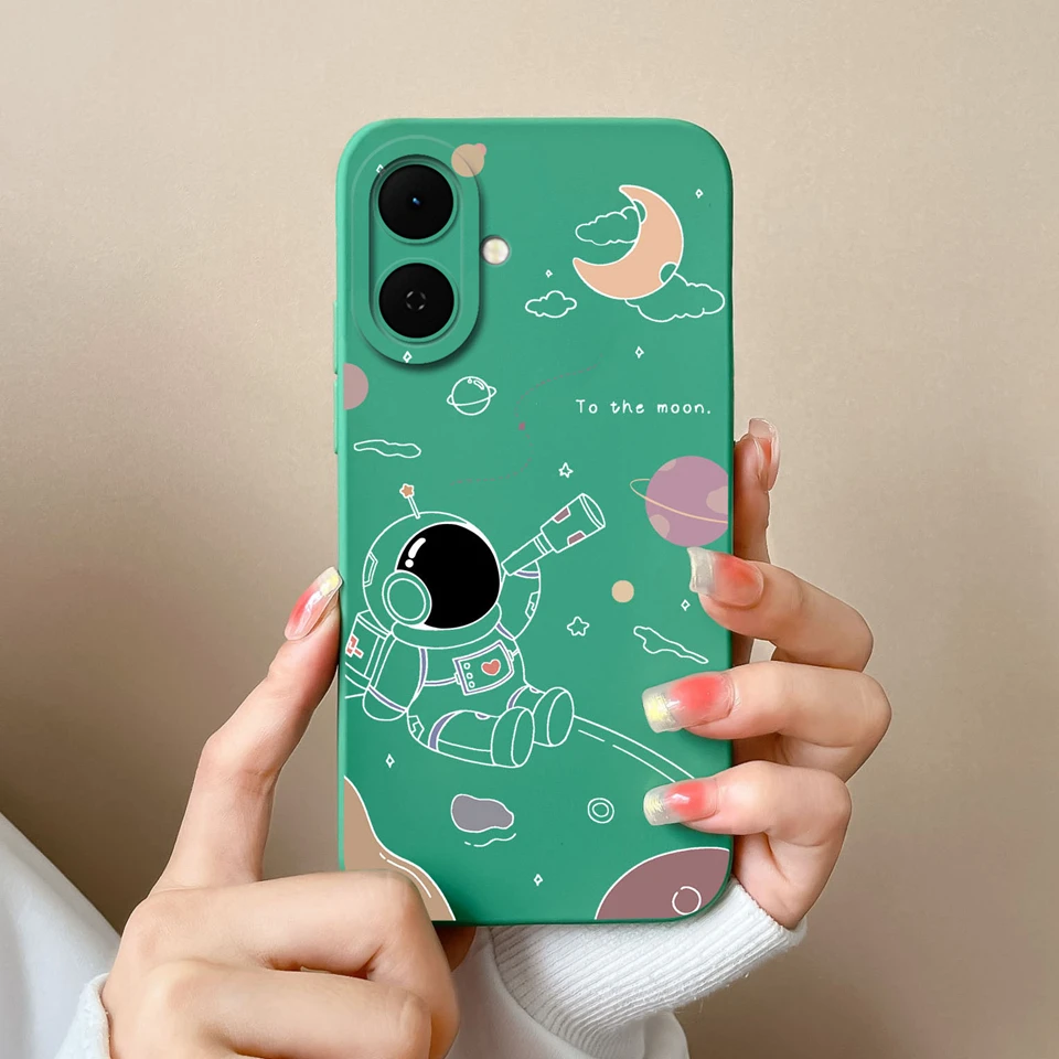 Cartoon Astronaut Cactus Anti-Fingerprint Creative Back Cover Case