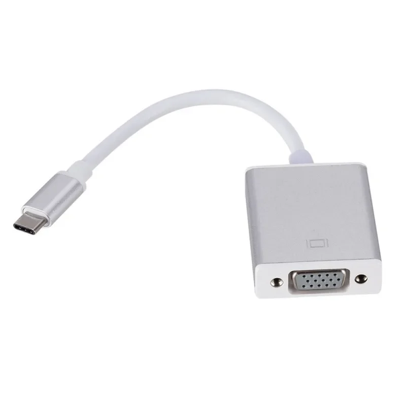 USBC VGA 어댑터 USB 3.1 C 타입 수 암 VGA 컨버터 케이블, 맥북 12 인치 크롬북 픽셀 루미아 950XL 용, 1080P FHD