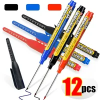 12-1Pcs Multi-Purpose 45mm Deep Drill Hole Long Nibs Waterproof Marker Pens for Bathroom Woodworking Long Head Carpenter Pen 1
