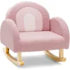 Kids Sofa, Toddler Rocking Chair with Solid Wooden Frame, Anti-Tipping Design, Plush Fabric, Children Armchair for Nursery 1