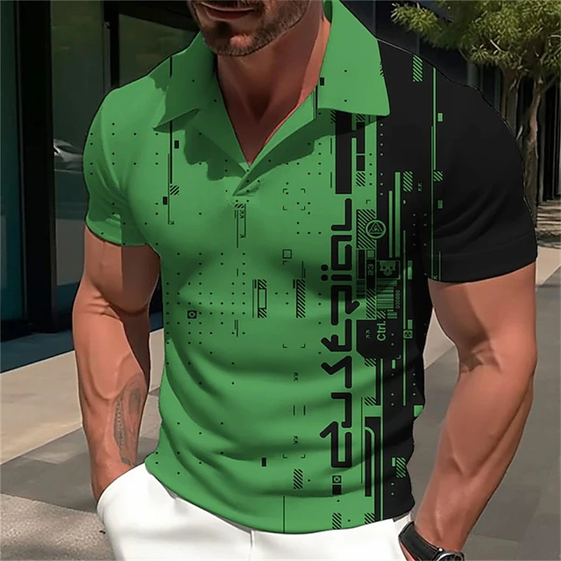 Men's Striped Polo Shirt Black And White Striped 3D Printed Retro Men's Short-Sleeved Plus Size Polyester Street Summer Shirts 12 Se6b014c9ed8446fb939fed97c2dce24cR