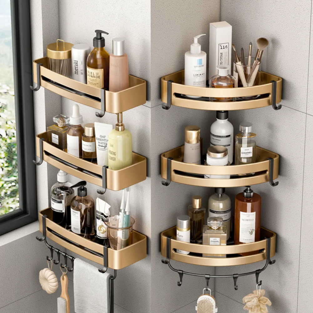 Luxury Bathroom Shelves Set Triangle Corner Shelf Shower Storage Rack