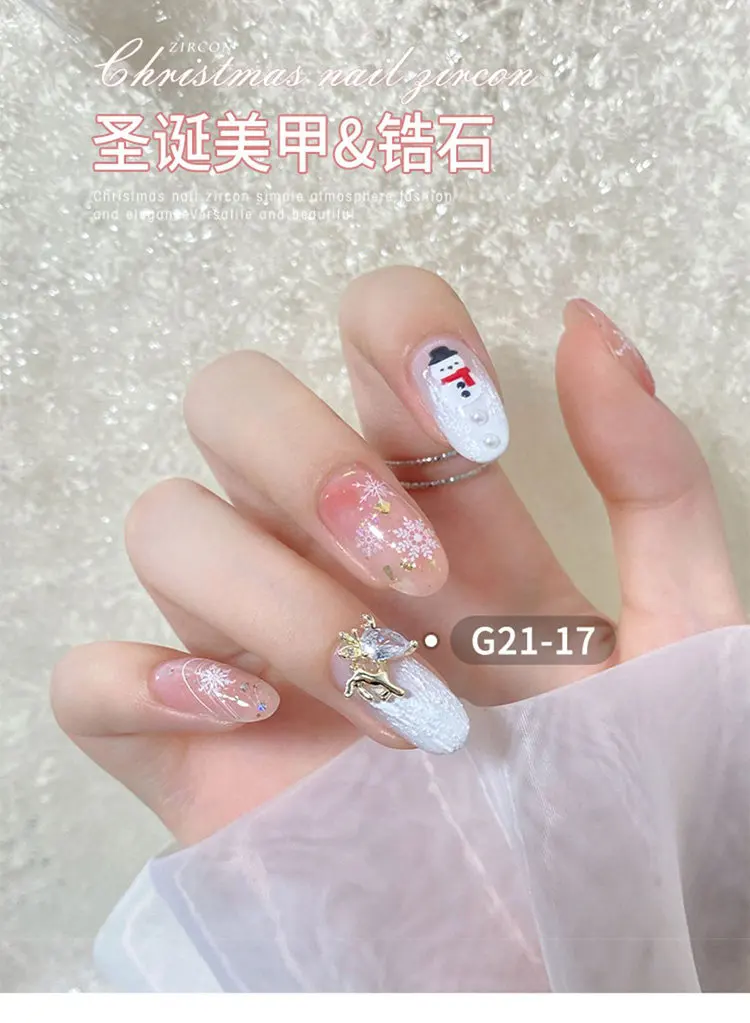 10 Stück Weihnachtsbaum Glocke Santa Schneeflocke Elch Zirkon Strass Nail Art Schmuck Dekorationen Nägel Zubehör Charms Zubehör – Detail 1