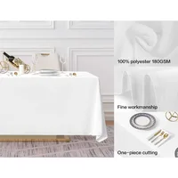 5 Pack White Rectangle Tablecloth 90 x 132-inch Rectangular Polyester Table Cloth for Weddings, Banquets, or Restaurants 2