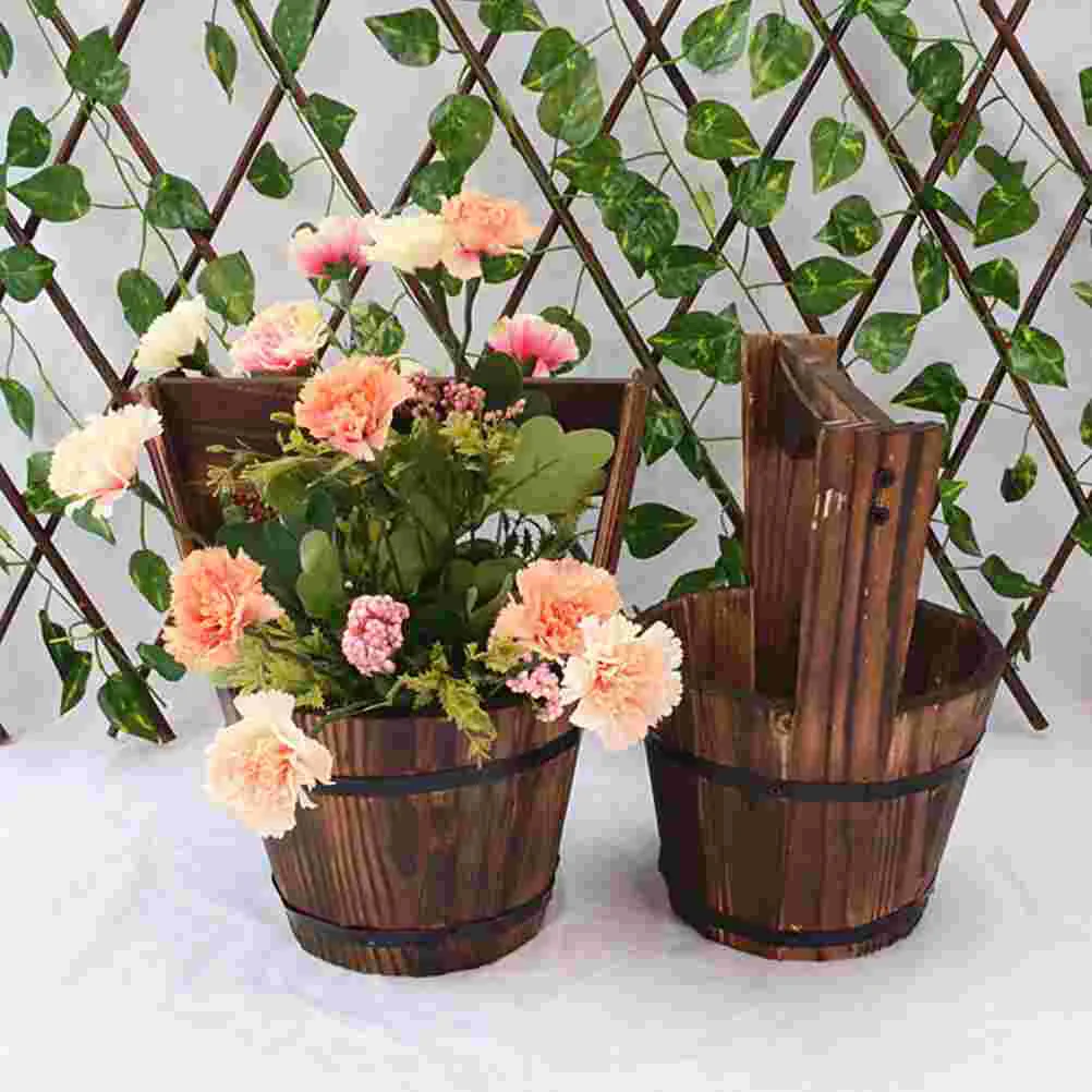 

Succulent Flower Pot Plant Display Pots Indoor Shelf Bucket Houseplant Hanging Planter Wooden Container Vase Decorate Holder