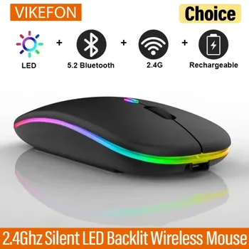 Rechargeable Silent Wireless Mouse LED Backlit Mice PC Laptop Computer Mous 2.4Ghz Receiver Bluetooth Dual Mode Optical Mice 1