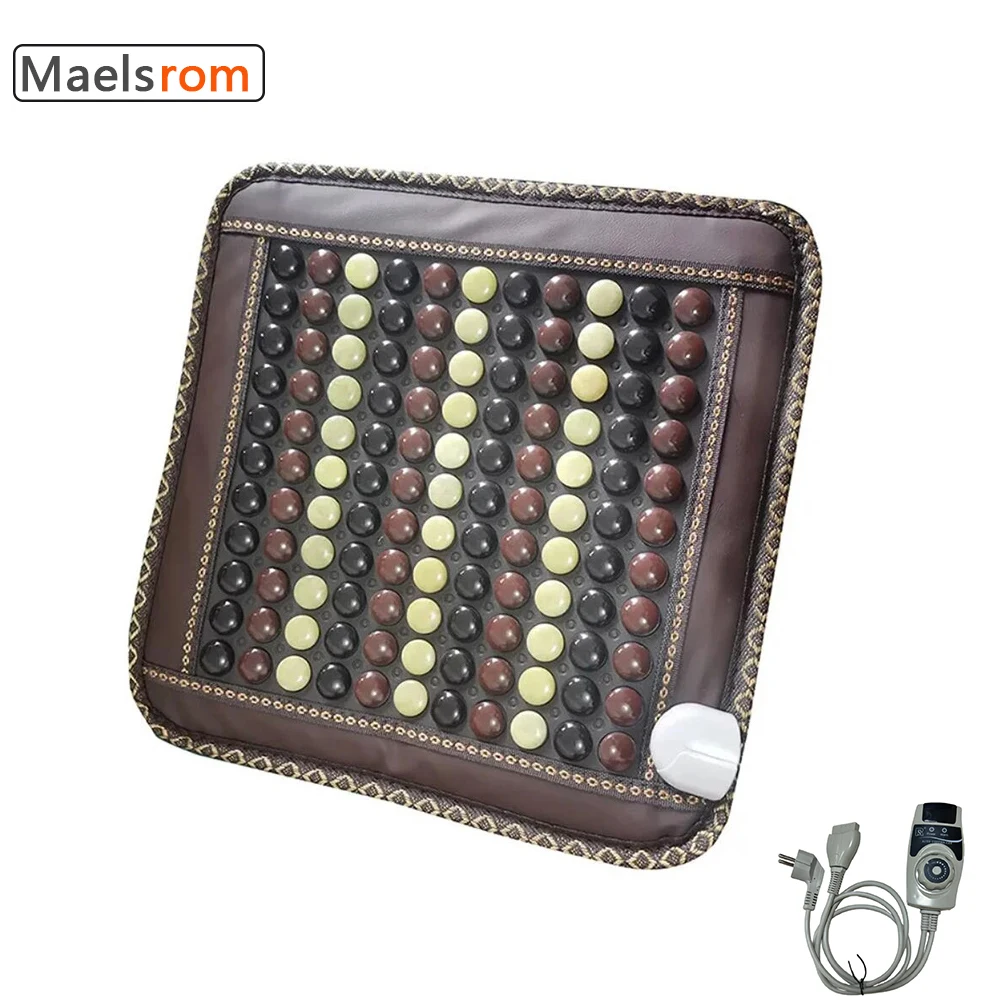Natural Jade Stone Therapy Seat Rug Thermal Heat Massage Pad Infrared Negative Ion Tourmaline Mat For Stimulate Vital Qi Points diy fill filter cartridge far infrared maifan stone calcium sulfite remove chlorine balls alkaline tourmaline kdf resin purifier