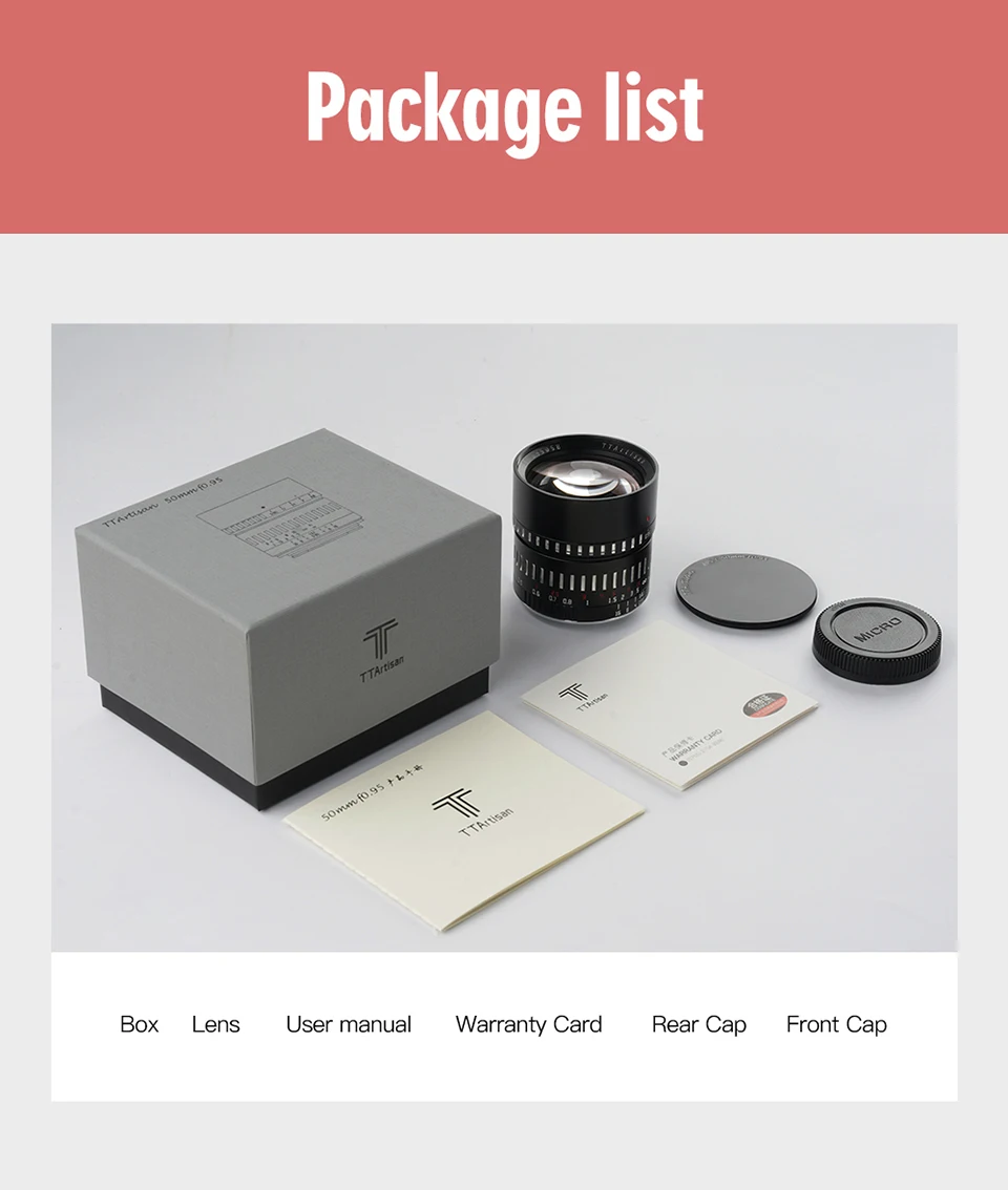 TTArtisan 50mm F0.95 APS-C Portrait Lens for Sony E Canon RF Z XF