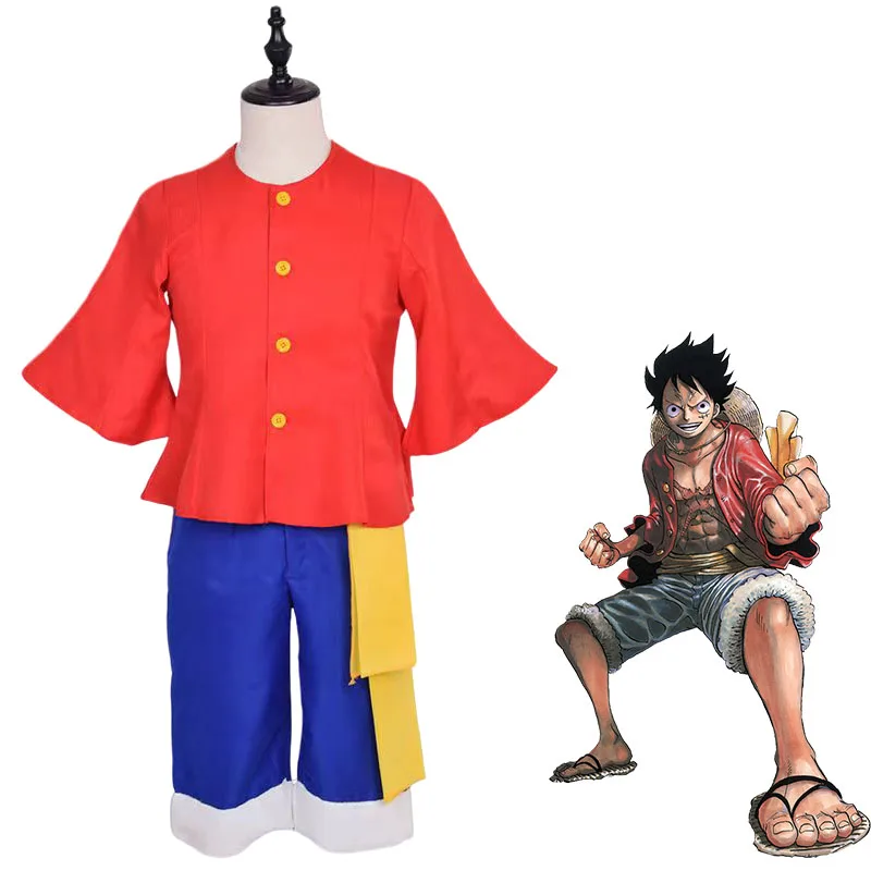 One Piece Monkey D Luffy Red Cape red suit cosplay costume man's