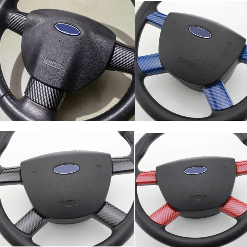 Accesorios para Auto: Cubierta Decorativa para Botones del Volante en Fibra de Carbono para Ford Focus 2 MK2 2005-2011