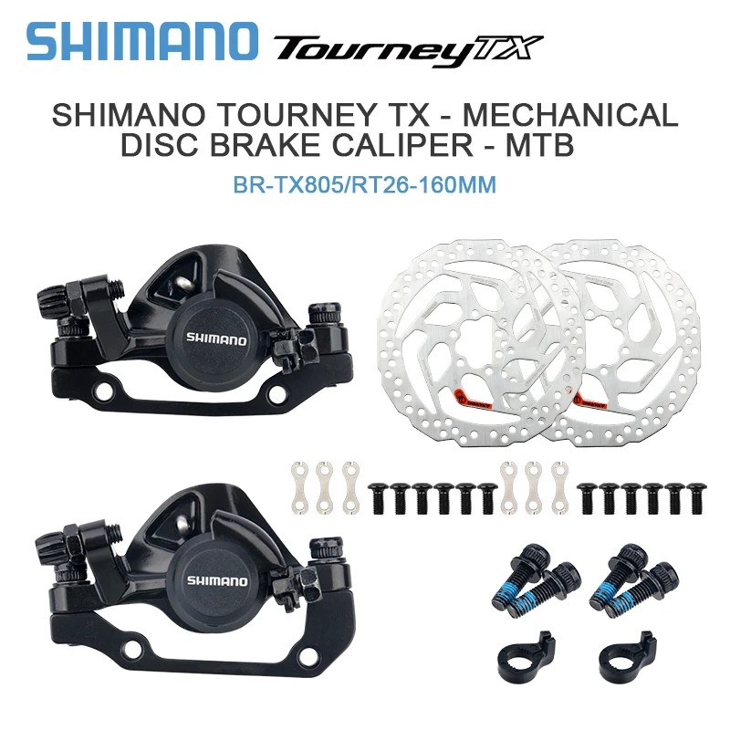 Shimano-Tourney tx  BR-TX805メカニカルディスクブレーキパッド,ゲージ樹脂パッド,160mm,rt10,26ローター,自転車アクセサリー