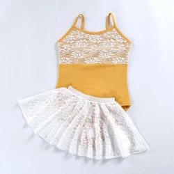 Girls' Dance Costumes Ballet Practice Leotards Lace Spliced Sling Leotards Rhythmic Gymnastics Skating Ballet Swimwear