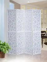 Roundhill Furniture Giyano 4 Panel Screen Room Divider, White 1