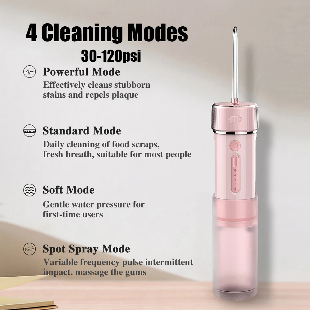 Portable Oral Irrigator Dental Water Jet Small Size for Travel Teeth Cleaner Tools 175ml Water Flosser Thread Device Pink White oral irrigator dental cleaner water flosser