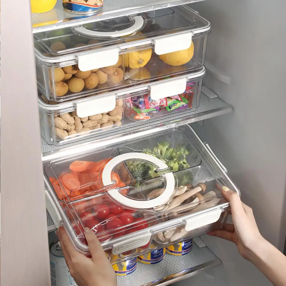 

Transparent Container Food Grade Refrigerator Storage Box with Lid Transparent Visible Design Portable Snack Container