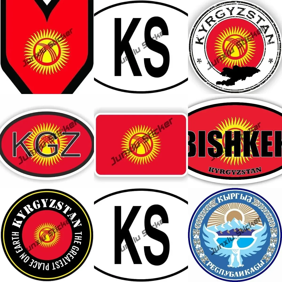 

KS Kyrgyzstan Country Code Oval Sticker Self Adhesive Vinyl Cute Wall Stickers Home Decorations car Exterior