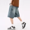 Loose Fit Men's Denim Shorts Summer High Street Trend Brand New Casual Fashion Five-Quarter Pants Wide Leg Pants