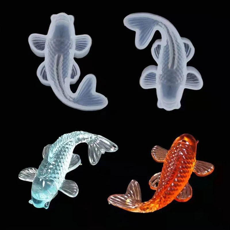 

3 Pcs Mirror Goldfish Three-dimensional Ornaments UV Crystal ResinEpoxy Mold