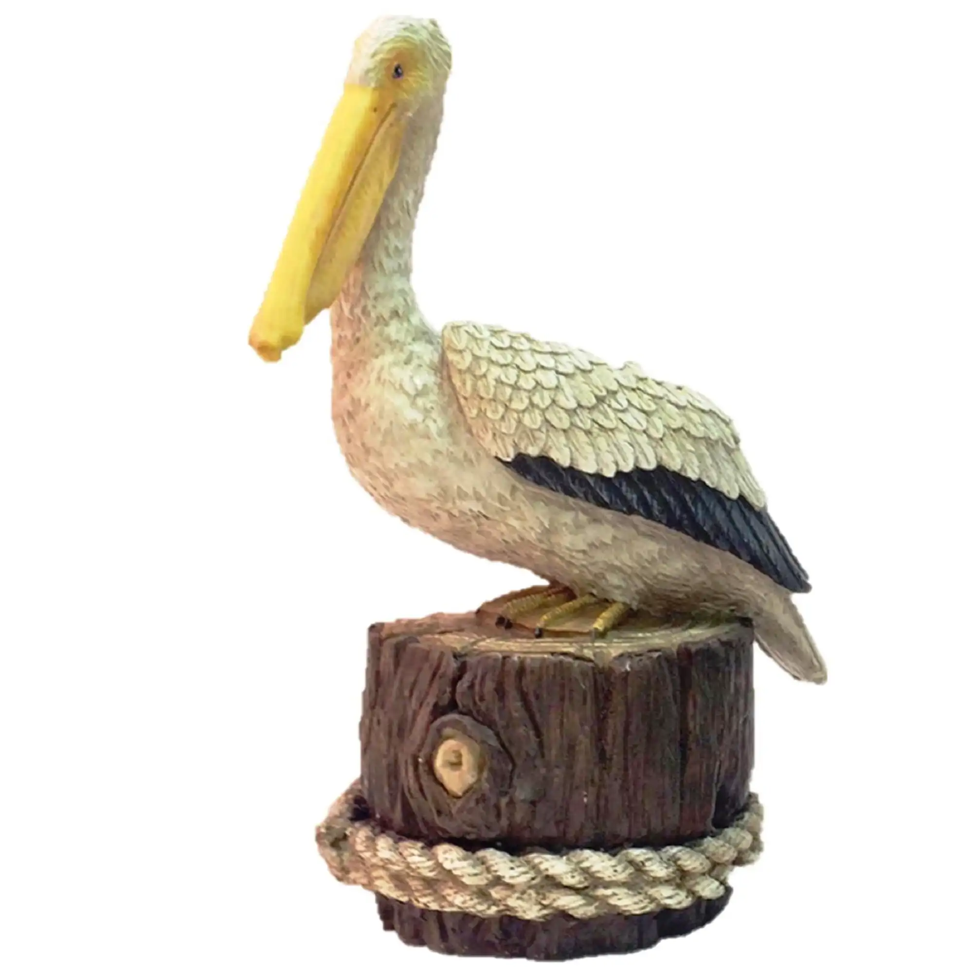 

11.5 in. Summer Pelican Sitting on Pillar with Nautical Rope Beach Statue Garden Statue Sculptures for Outdoor Decor