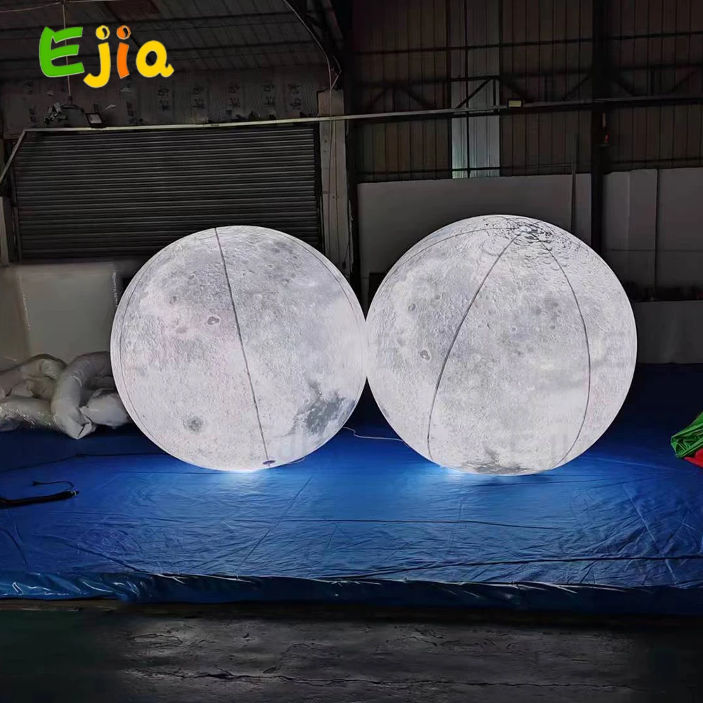 PVC Airtight  Giant LED Lighting Moon Balloon Inflatable Globe Planet Solar System Balloon For Decorations Advertising Hanging 3