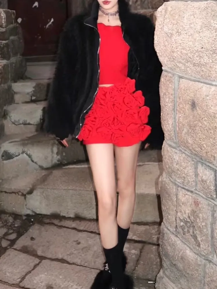 BPN Temperament Patchwork Applique Party Shorts For Women High Waist Solid Slimming Fashion Short Pants Female Clothing New 2024