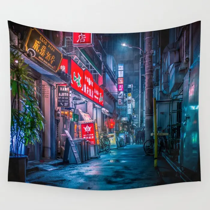 

Сильный дождь над Токио настенный гобелен фон настенное покрытие украшение для дома одеяло спальни настенные гобелены