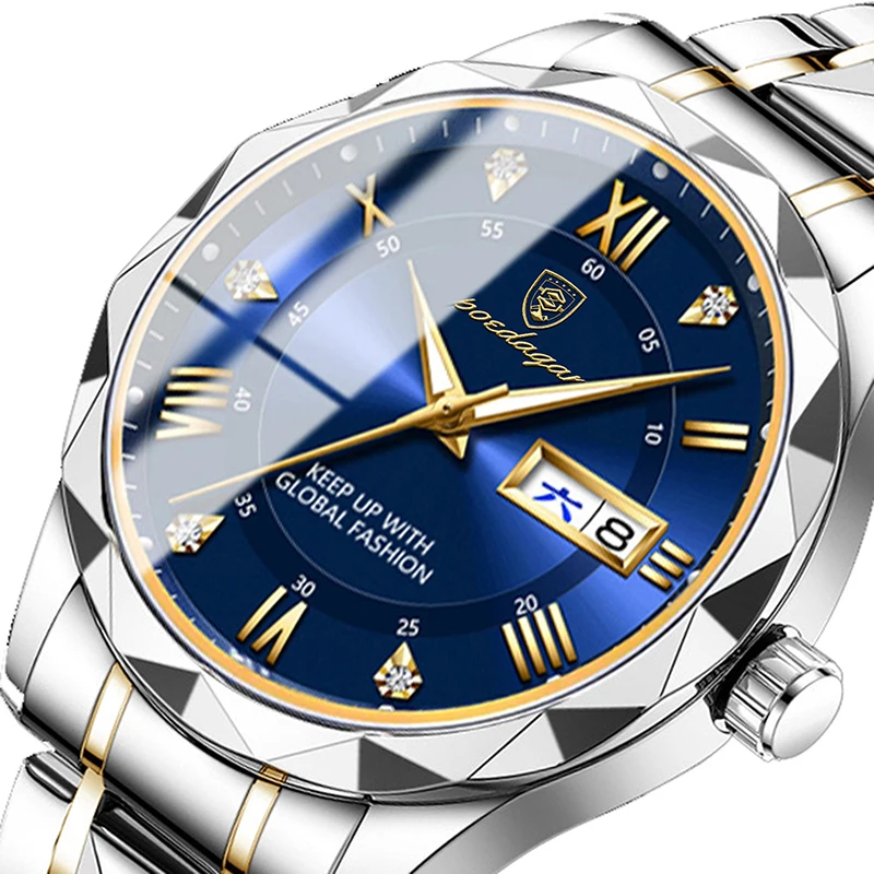 Poedagar-relógio de Quartzo Luminoso Impermeável Masculino com Pulseira de Aço Marca de Luxo Relógio Esportivo 2023