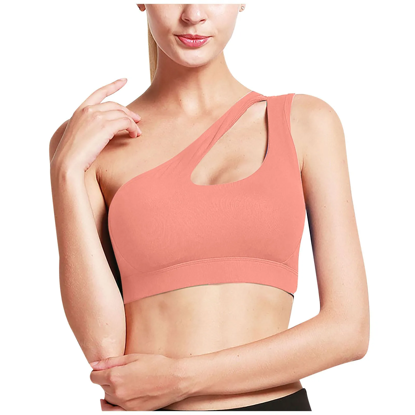 

Ladies Solid Color One Shoulder Sports Shockproof High Intensity Sports Vest Sleeveless Tight Sports Vest топ женский Crop Top