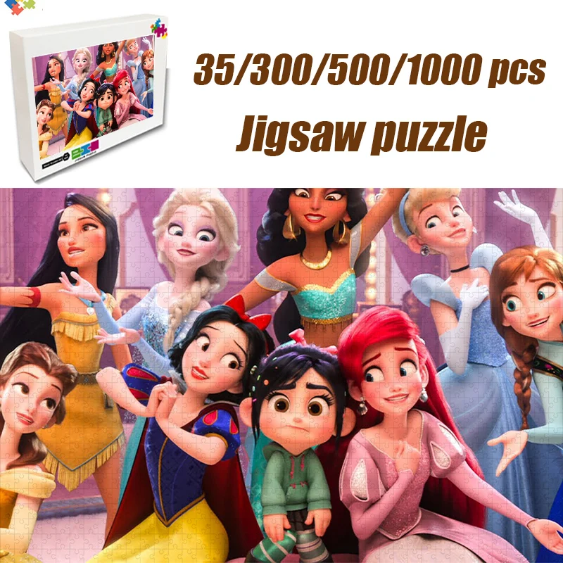 Disney Princess Mini Wooden Puzzle Creative Diy Sonic Model Assembled Jigsaw Puzzle Educational Toys for Kids Birthday Gifts jj878 kids diy screwing assemble deformation dinosaur egg model toy creative educational toy tyrannosaurus