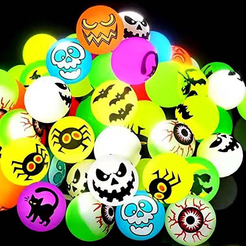 6PCS Halloween Glow In The Dark Bouncing Balls Festival Theme Designs Luminous Bouncy Balls For Halloween Party Favor Supplies