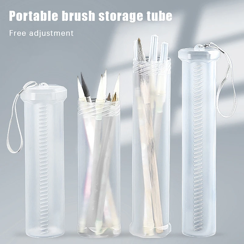 1PCS New Transparent Abs Telescopic Pen Holder Art Painting Brush Pencil Holder Suitable For Outdoor Sketching Brush Storage