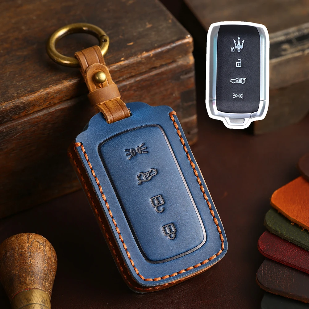

1Pcs Key Case For Maserati Grecale 2022 23 Keychain Leather Car Key Case Car Romote Key Fob Cover Accessories